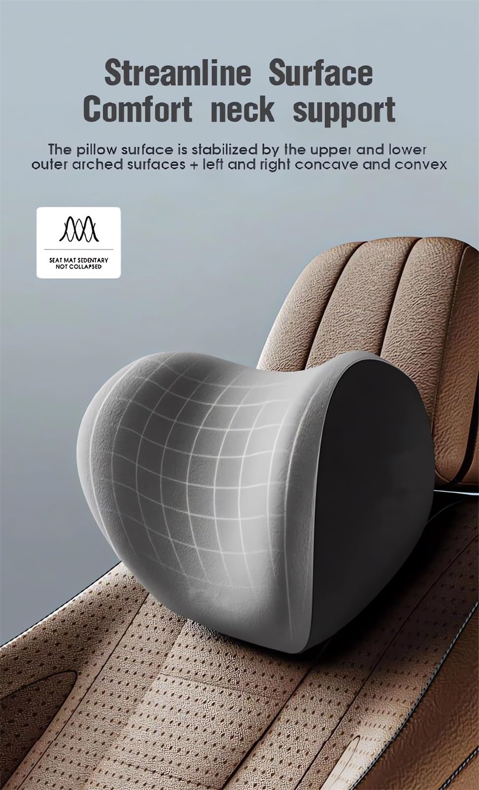 Contoured memory foam car neck headrest support pillow