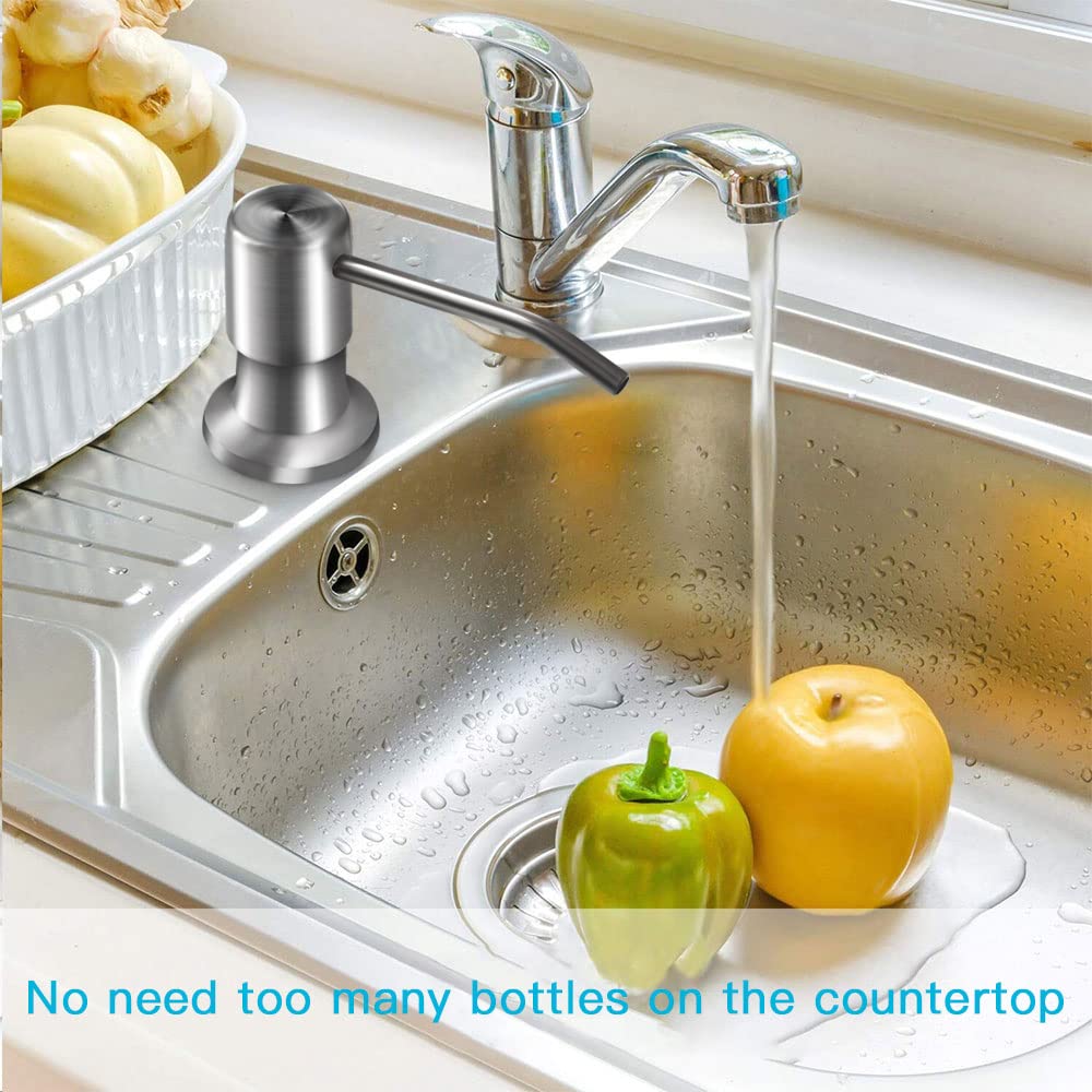Clean Minimalist Kitchen Sink Area without Messy Bottles on Countertop