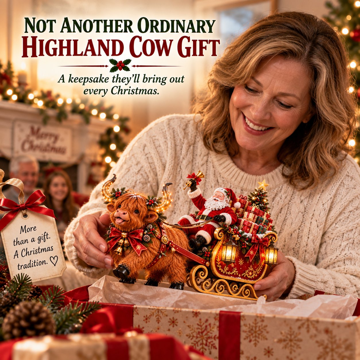 Highland cow Christmas keepsake gift display