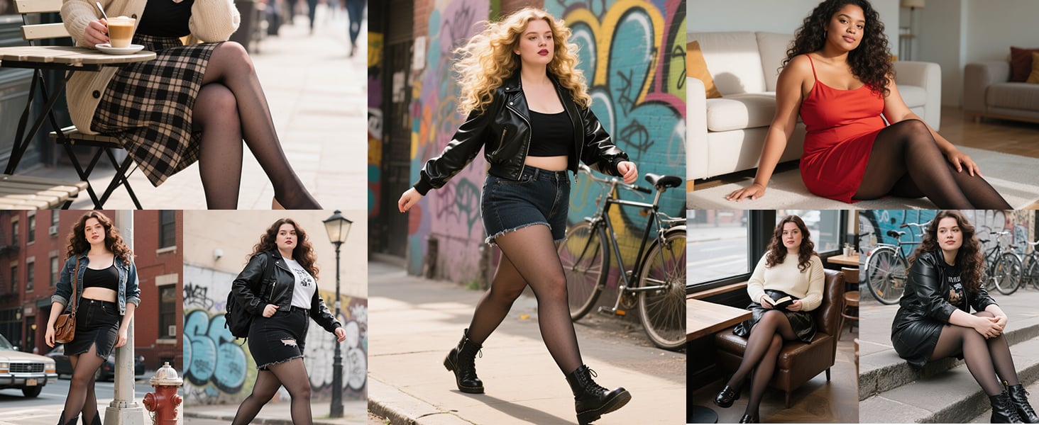 plus Size Sheer Tights for Women, 20D Black pantyhose for women