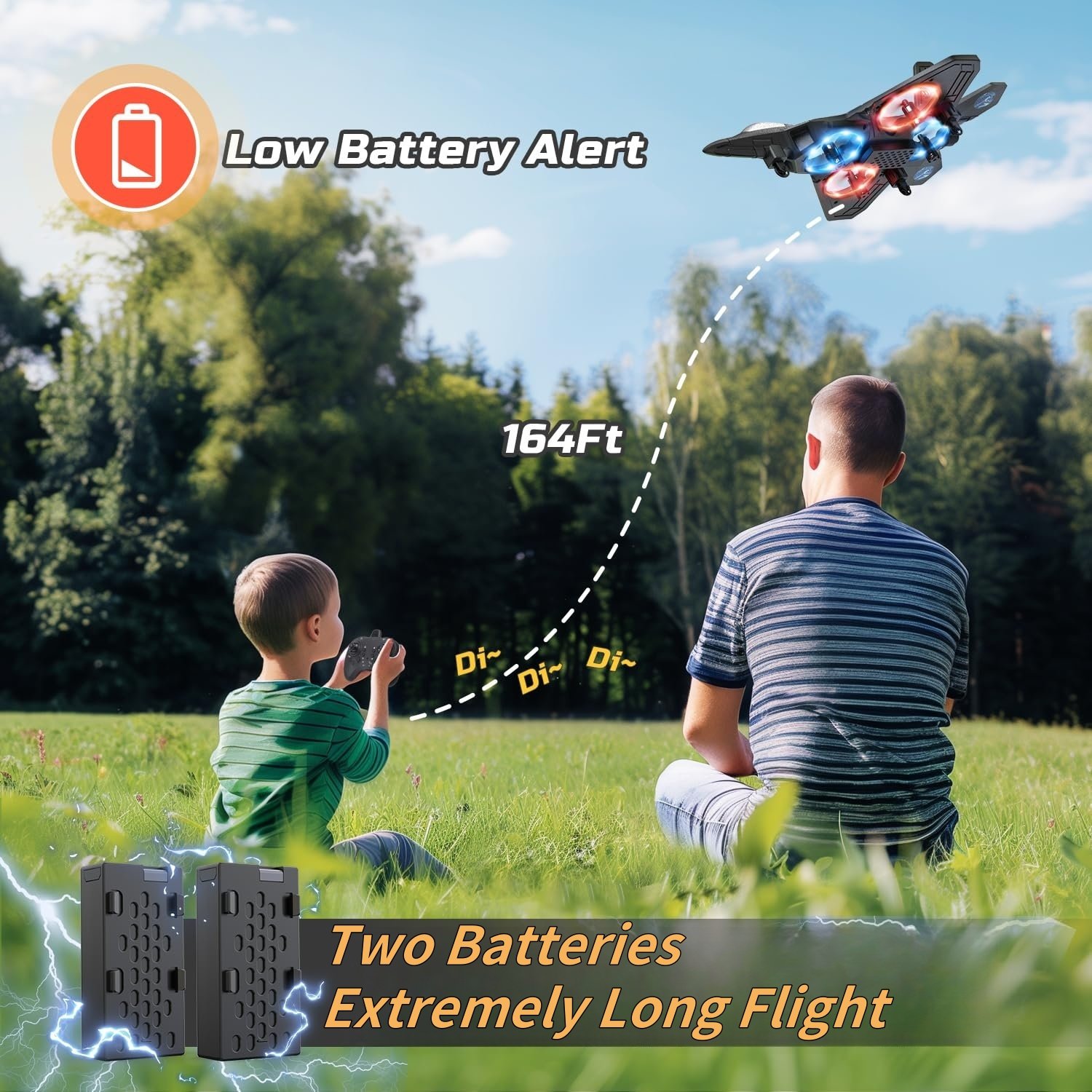 Low Battery Alert and Two Batteries for Long Flight