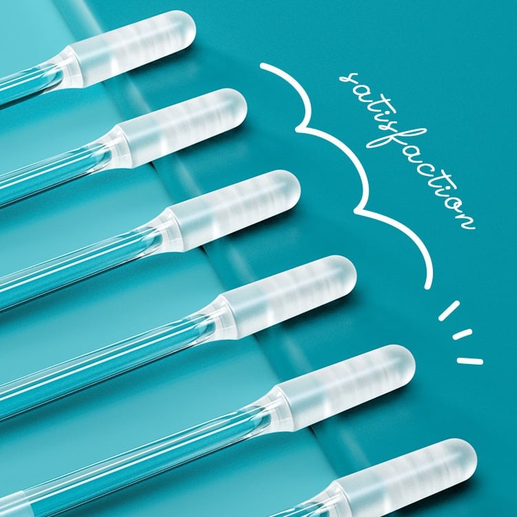 Close-up arrangement of rounded reusable adhesive ear cleaning tips