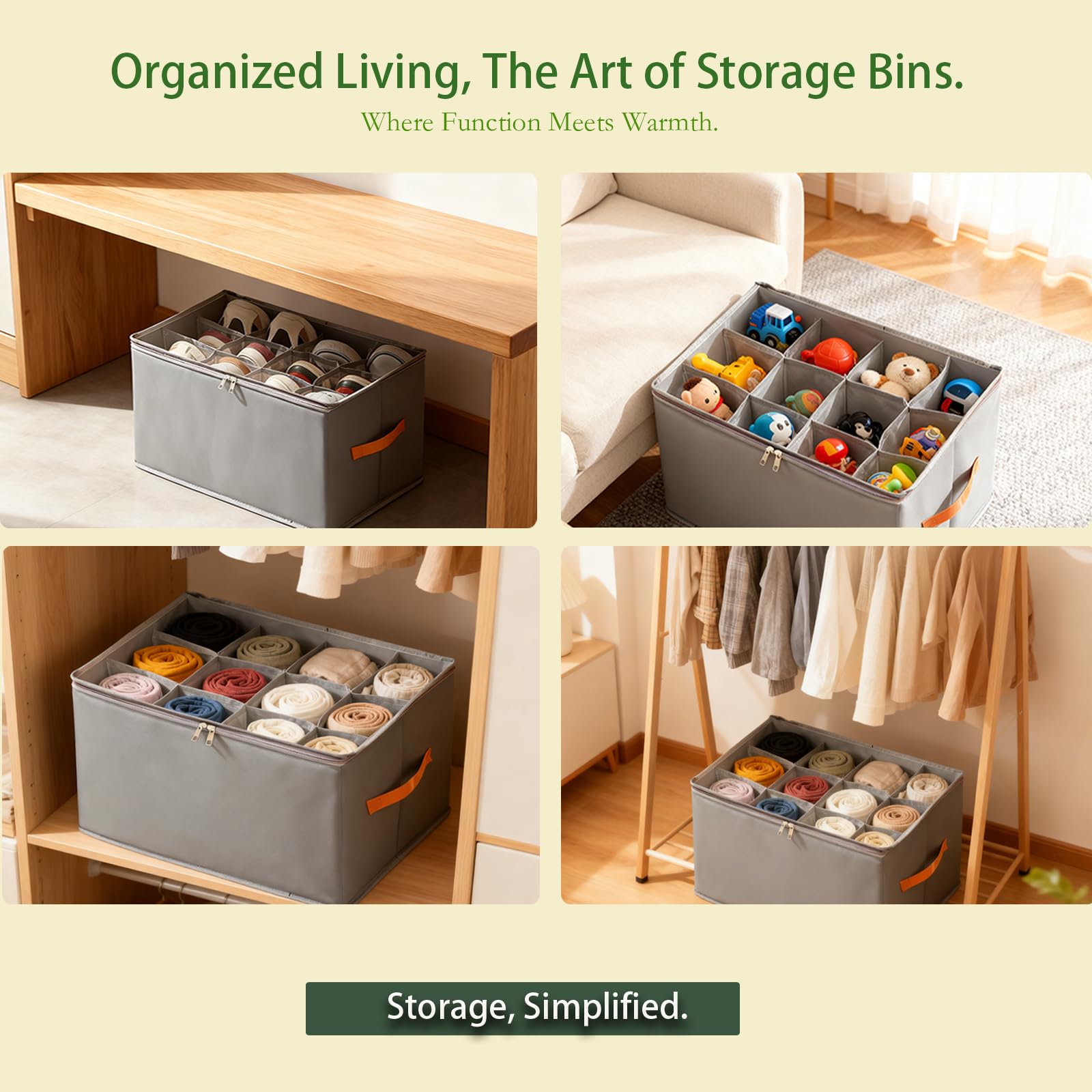 Storage box used for shoes under benches, toys, and rolled clothes in closets
