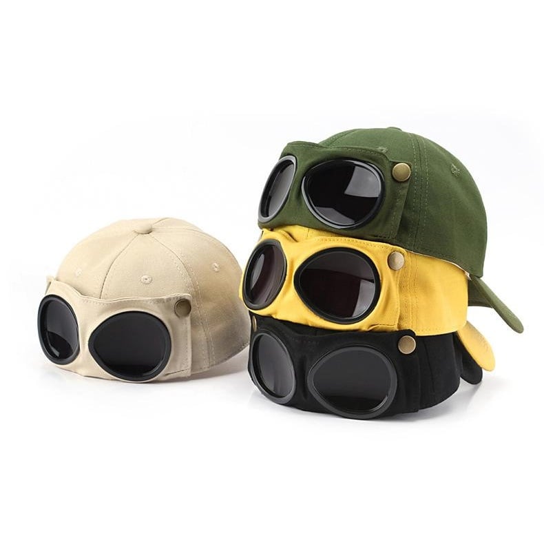 Pilot goggles baseball cap