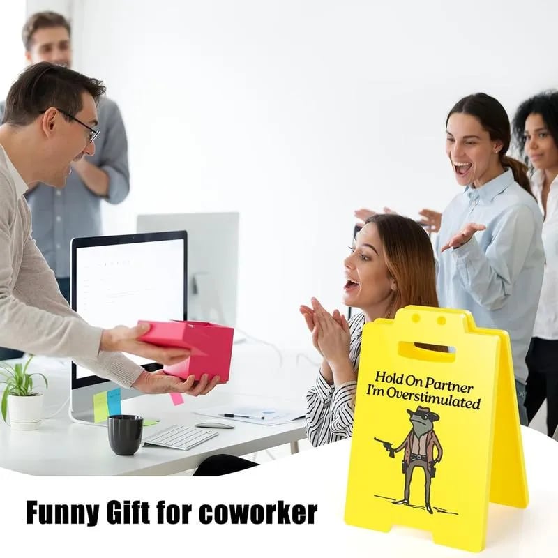Product Introduction of Hold On Partner I'm Overstimulated Humorous Desk Sign - Stress Relief Gifts for Colleagues, Funny Office Decor for Coworkers and Friends, desk accessory, quirky work, desk sign ,office humor decor 9