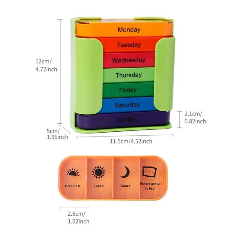 7-day Pill Storage Box, 1 Count Portable Large Capacity Pill Organizer, Daily Pill Storage Box for Home Office Travel, Home Supplies 1
