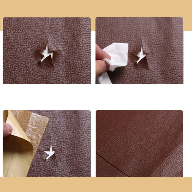 Textured PU leather repair patch material with smooth flexible finish
