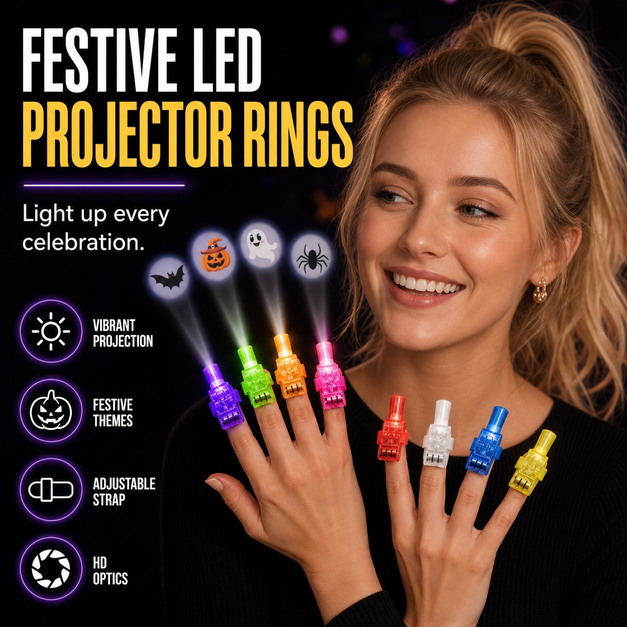 Finger projector for Halloween party and bedtime play