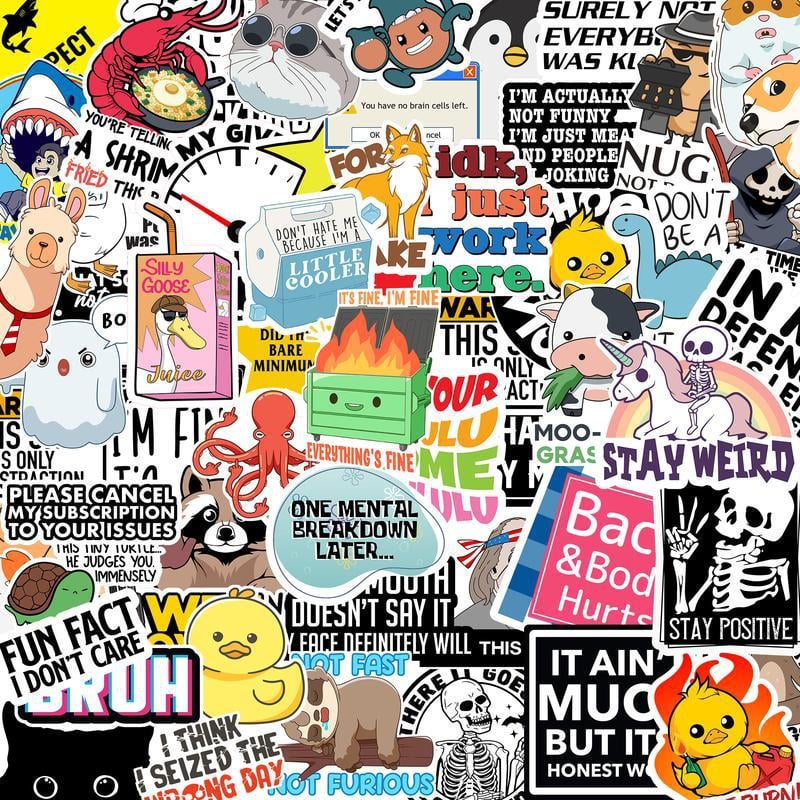 130 Pieces Funny Saying Sticker Pack Collection Showcase