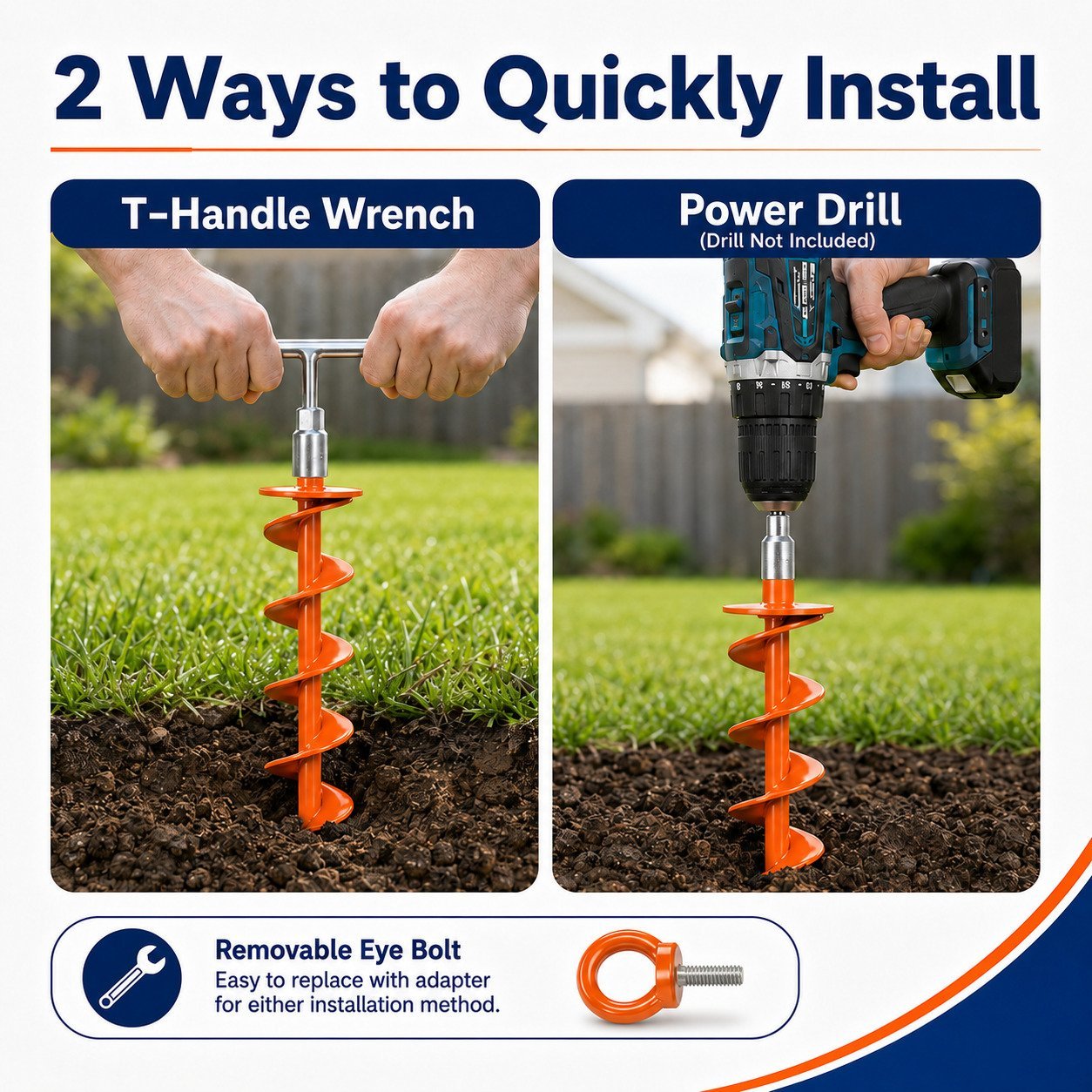 Two ways to install spiral ground anchors