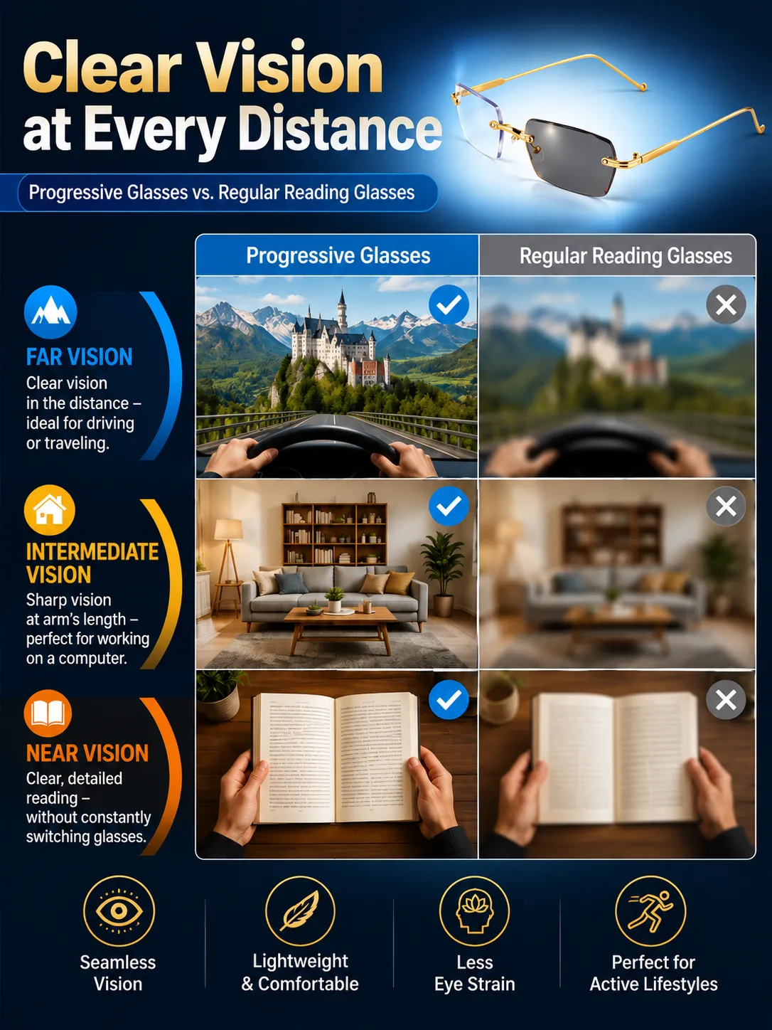 Progressive versus conventional readers comparison