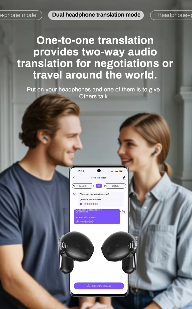 htc ne20 tws auriculares inalámbricos con traducción 6.0, 134 idiomas   real para deportes, running y  , estéreo hifi Detalles del producto 2