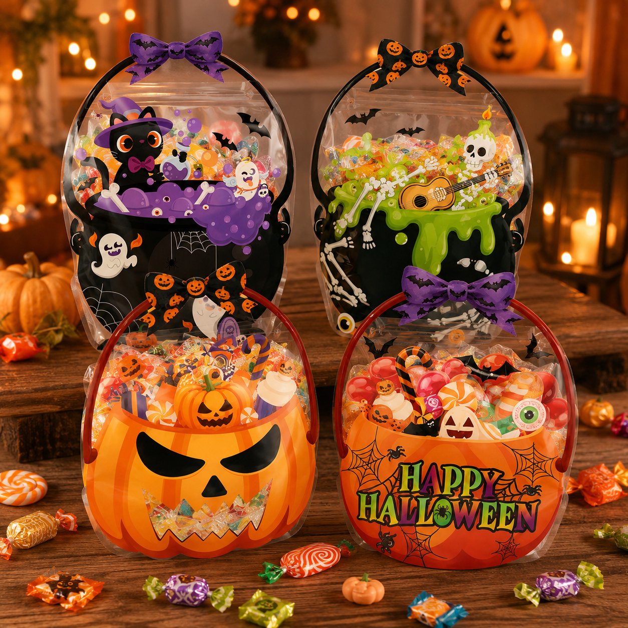 Halloween treat bag dimensions and product structure details