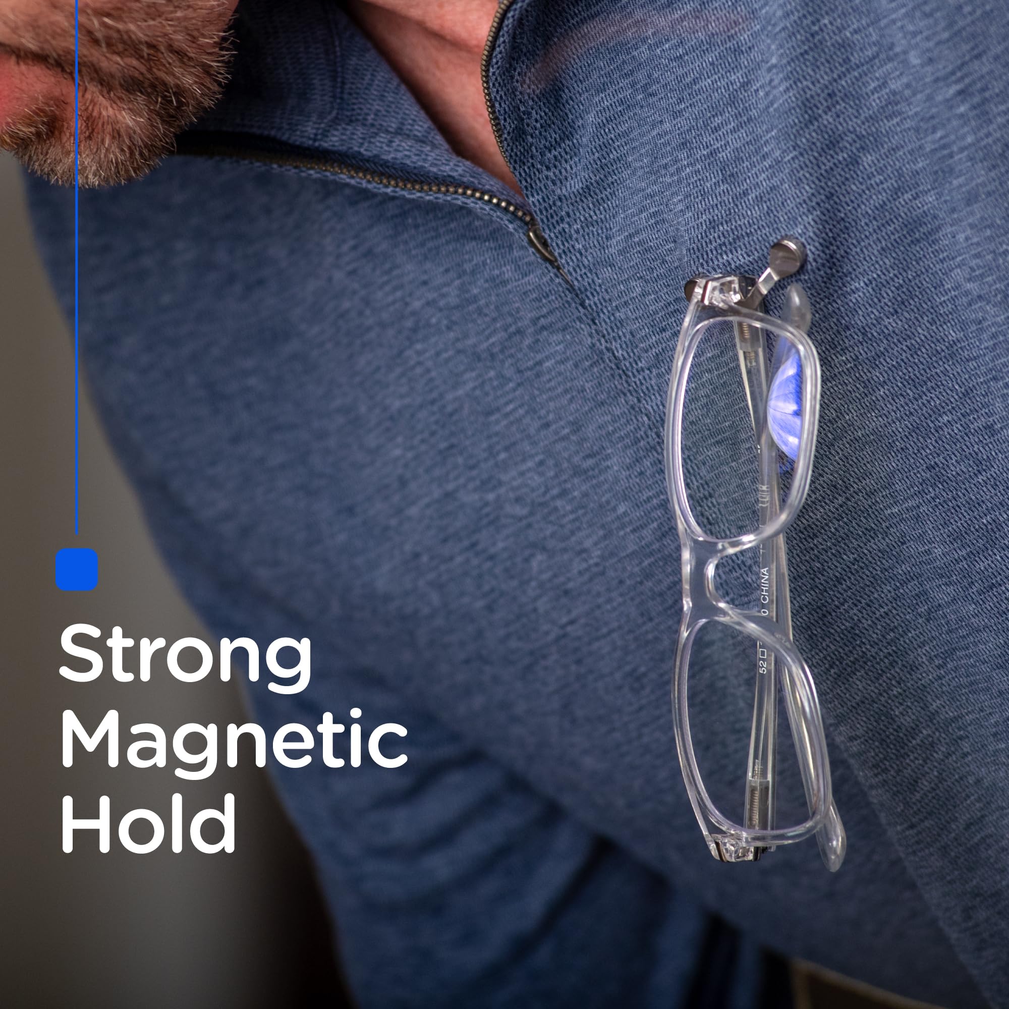 Strong Magnetic Hold on Blue Shirt