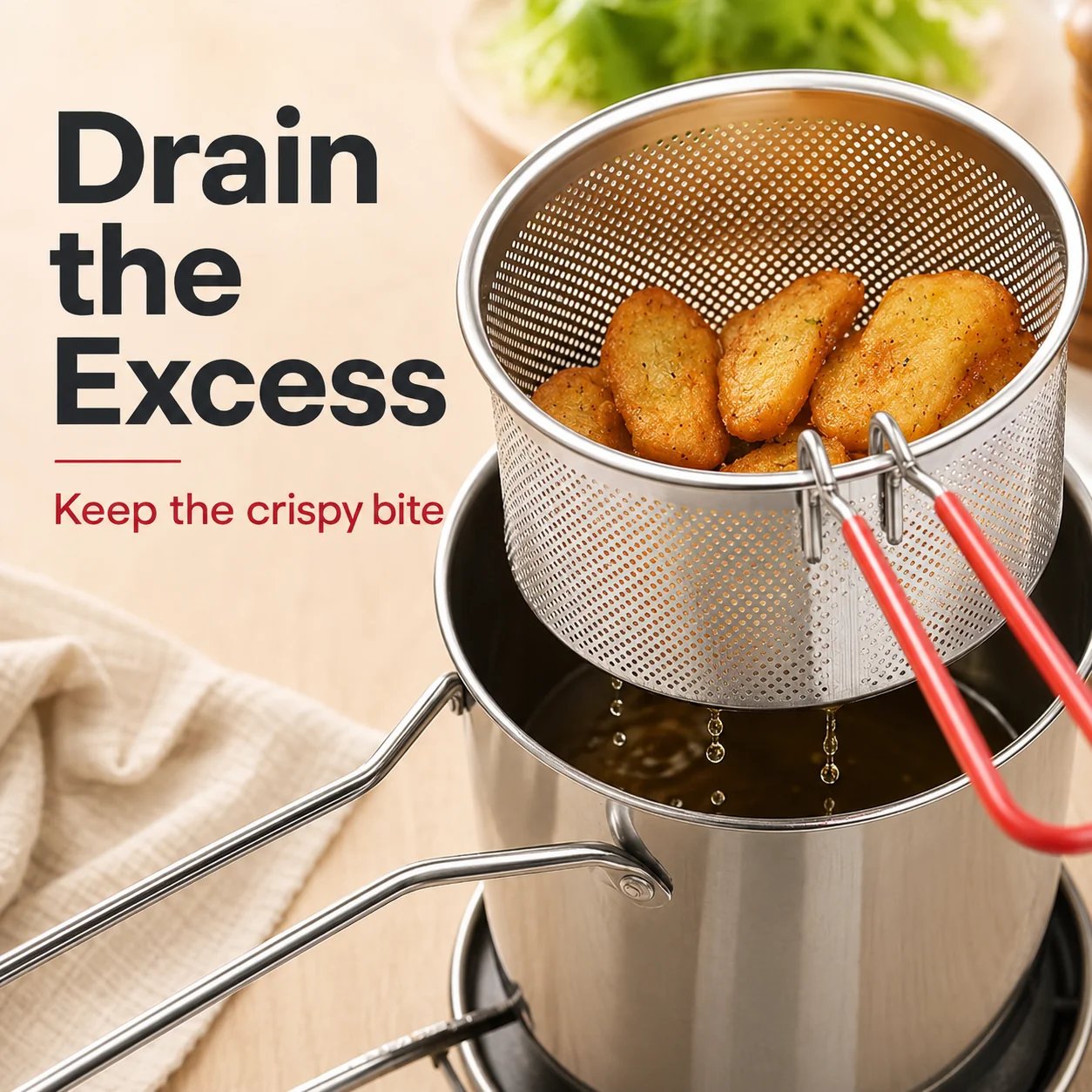 Compact deep fryer for personal portions and small batches