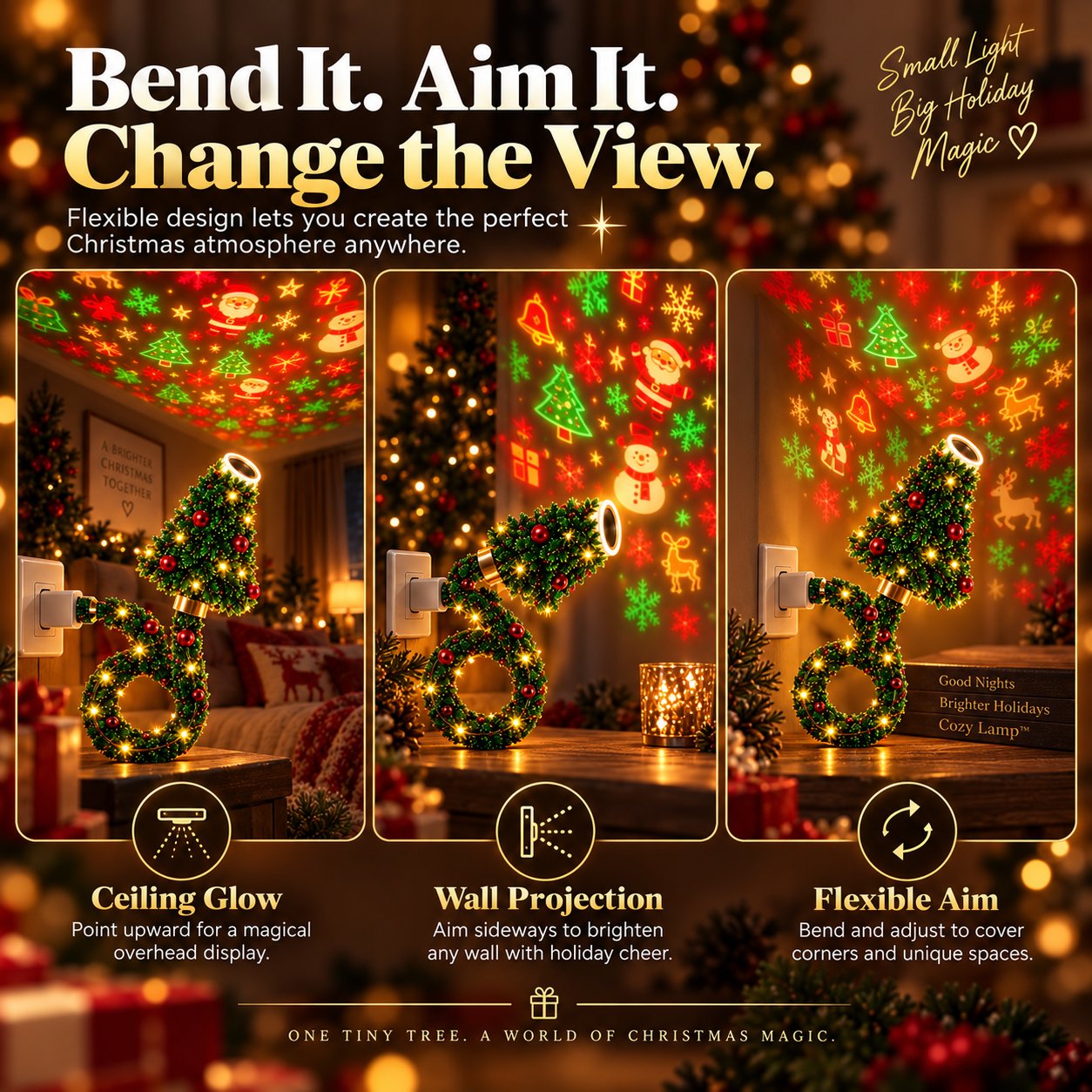 Flexible neck Christmas projector