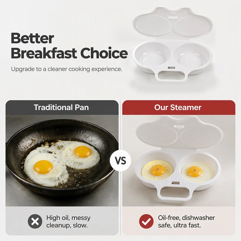 Microwave egg cooker with less frying pan cleanup
