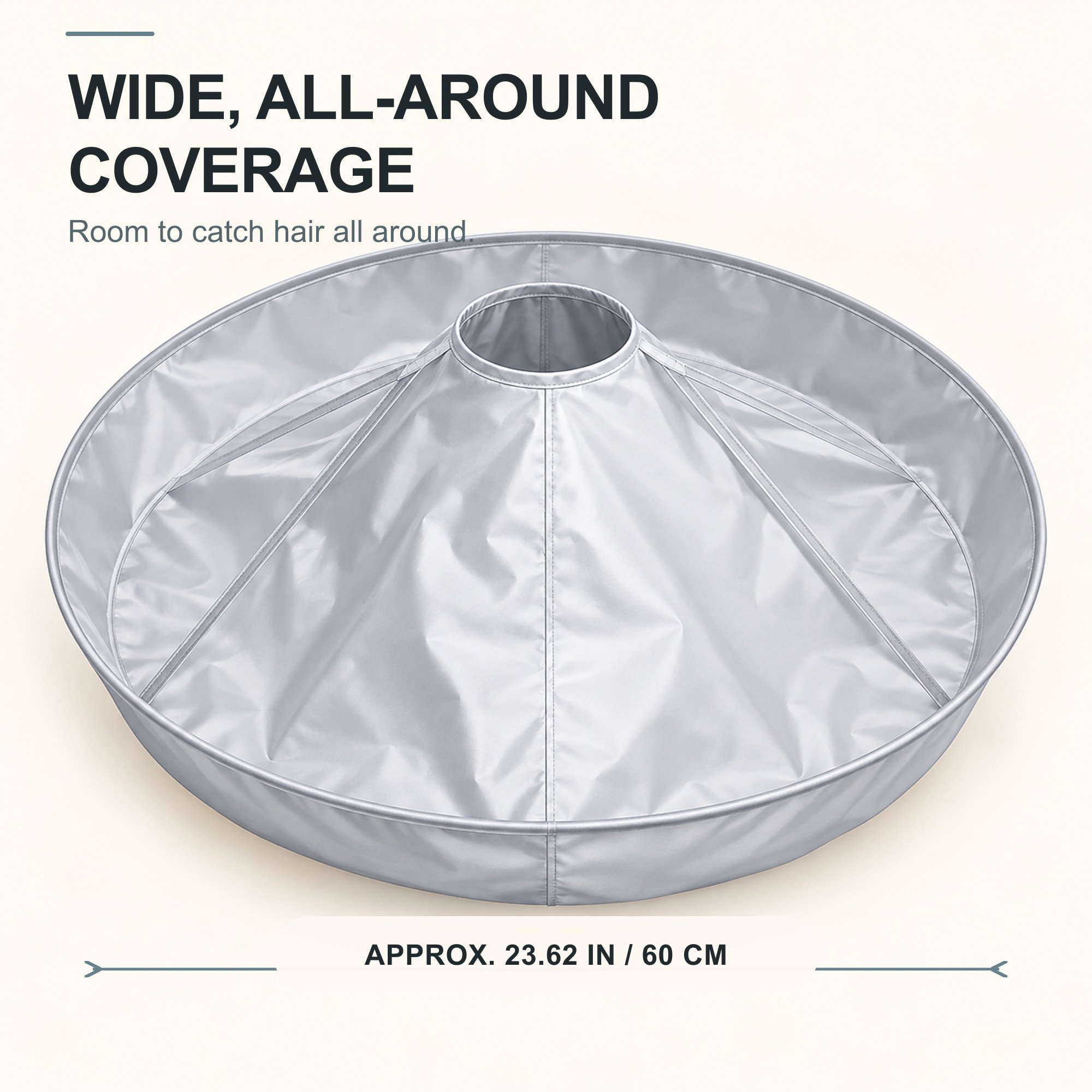 Wide 60 centimeter all-around hair catcher cutting cape