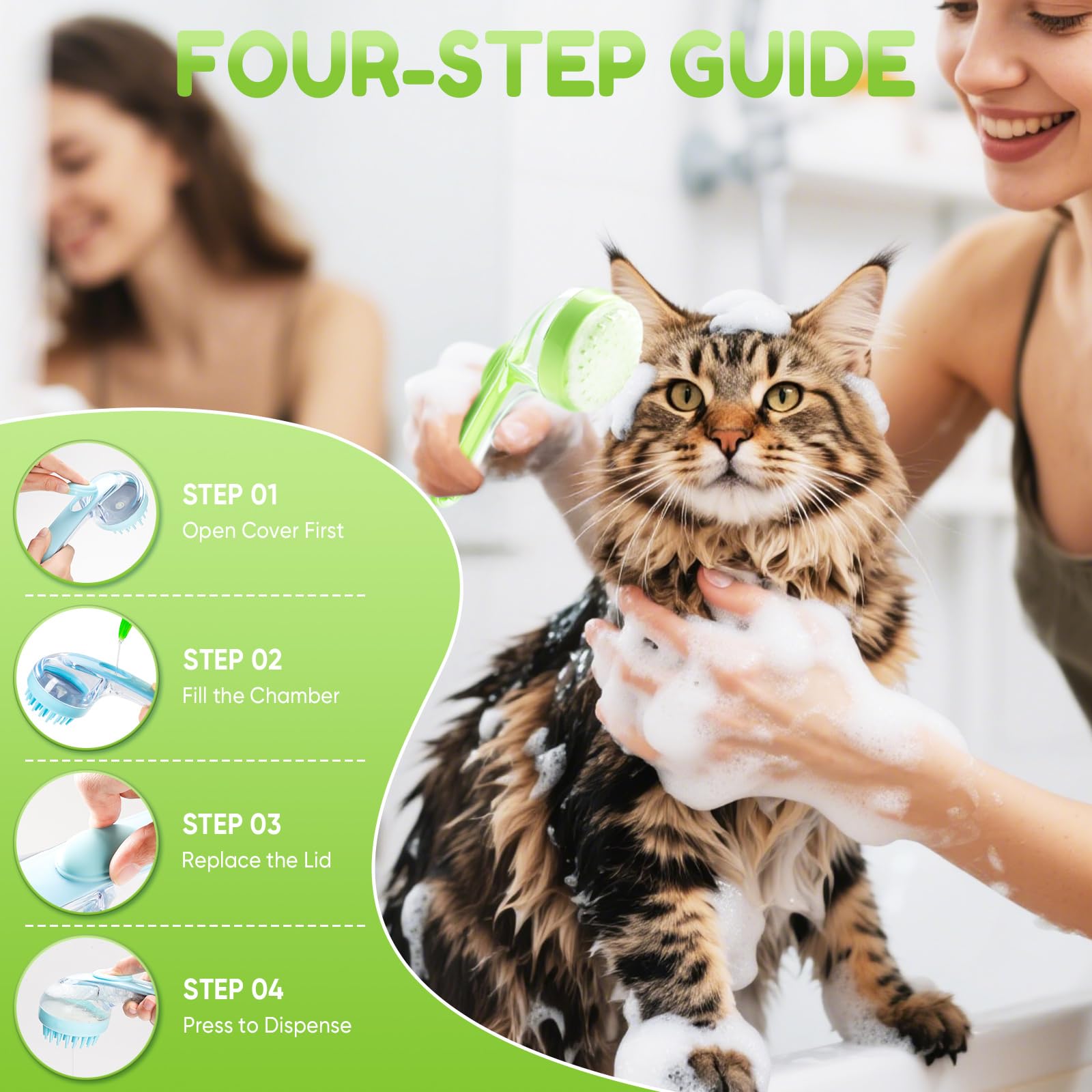 4 Step Guide to Use Pet Bath Brush