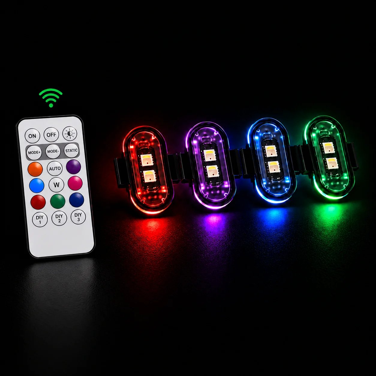CarGlow 8-Color Wireless RGB Vehicle Interior Light Kit