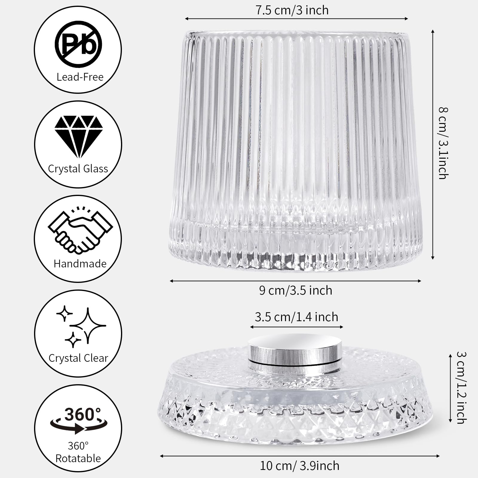 Whiskey Glass and Base Dimensions Specs
