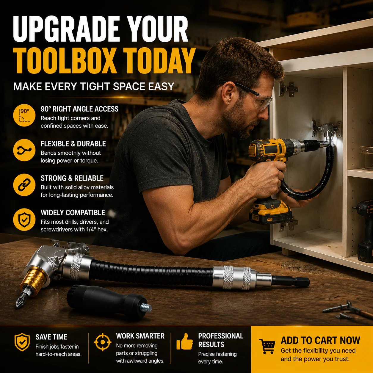 Flexible drill adapter toolbox upgrade