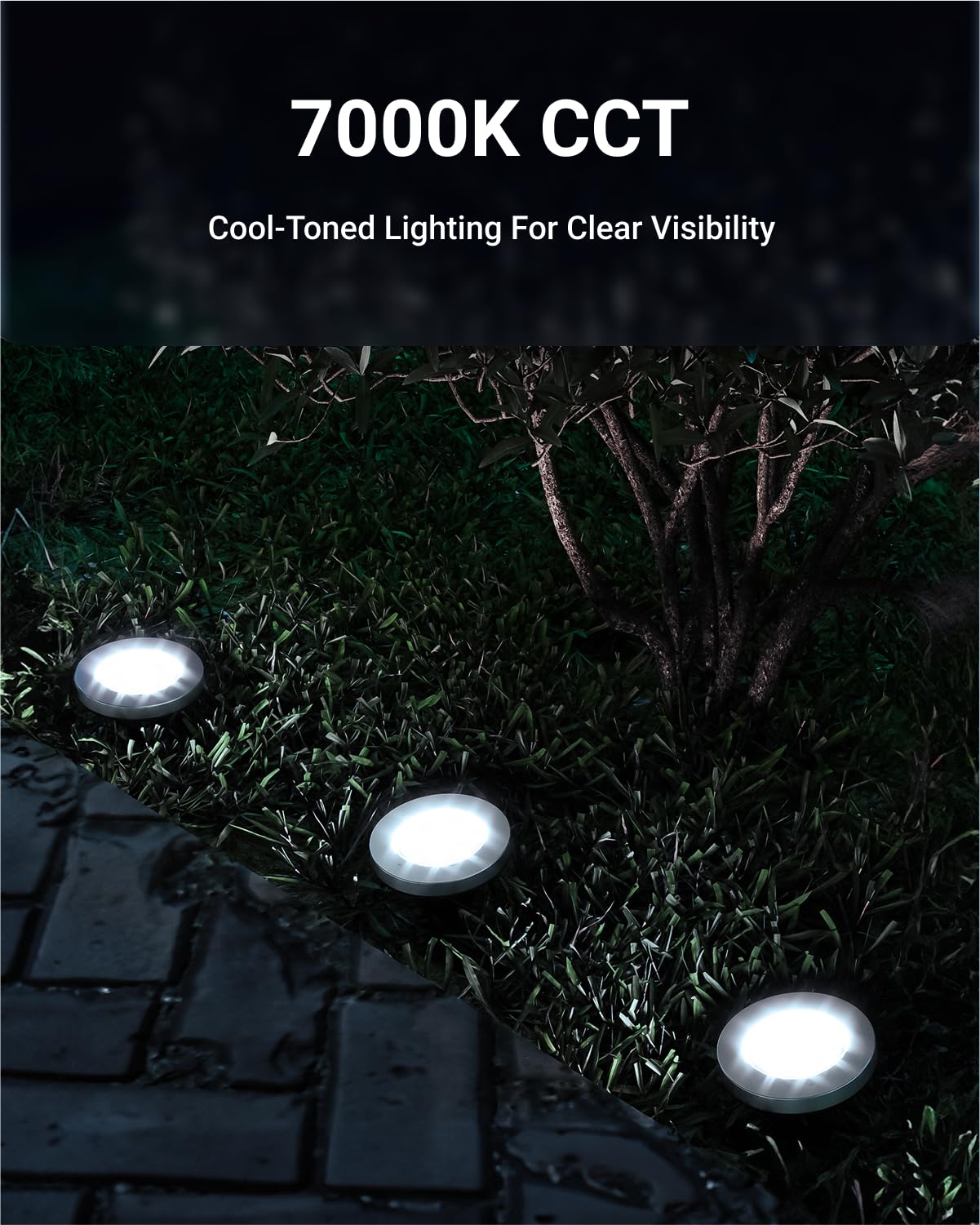 7000K cool white solar pathway lights