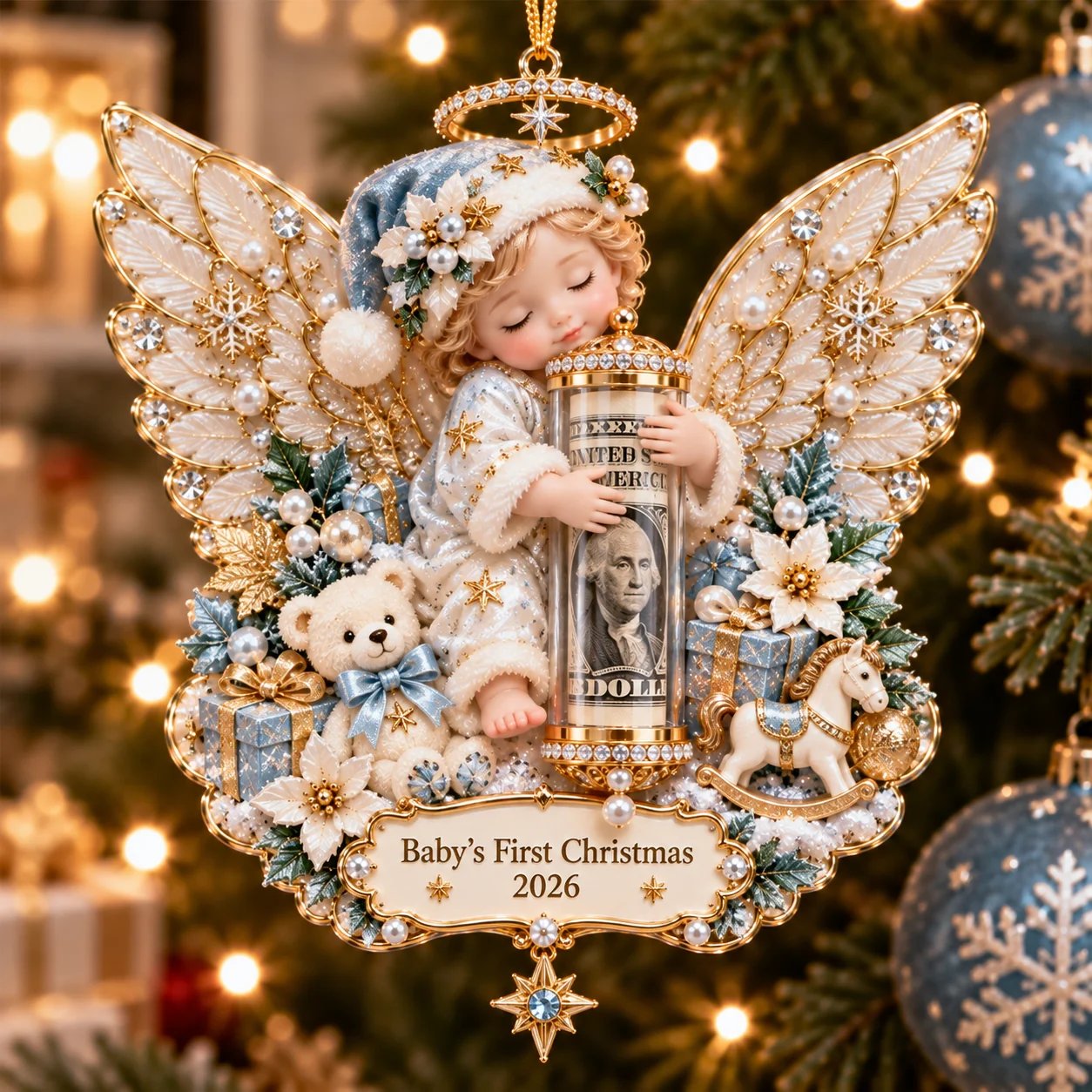 Baby's First Christmas Angel Cash Holder Ornament