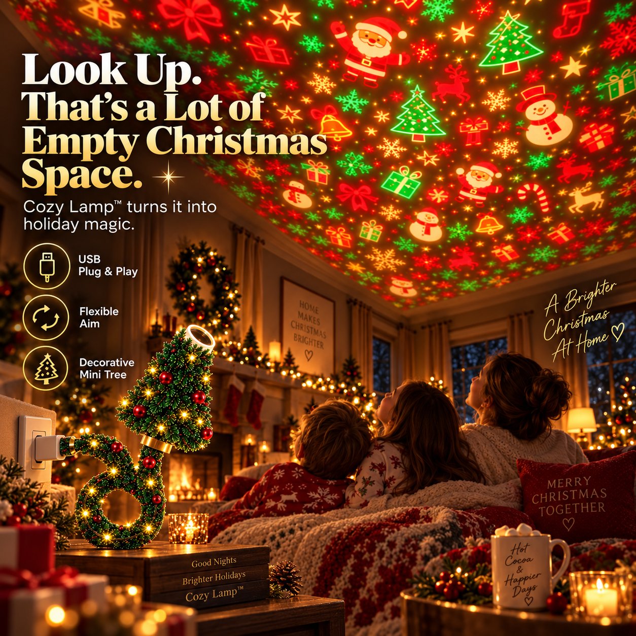 Christmas projection decorating ceiling space