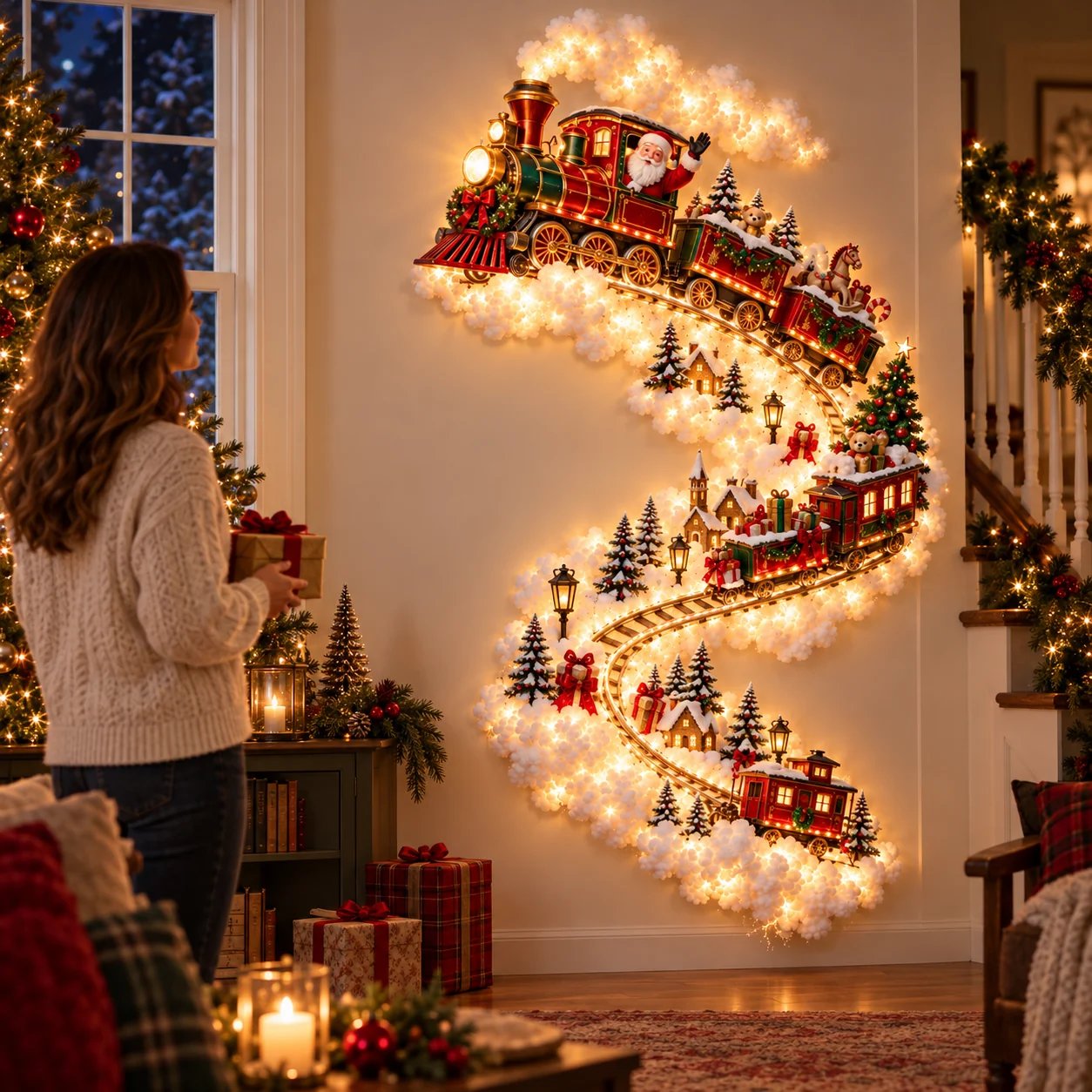 Christmas Magic Trail Wall Light - A Little Christmas Magic, Right on Your Wall - Santa’s Toy Delivery Train