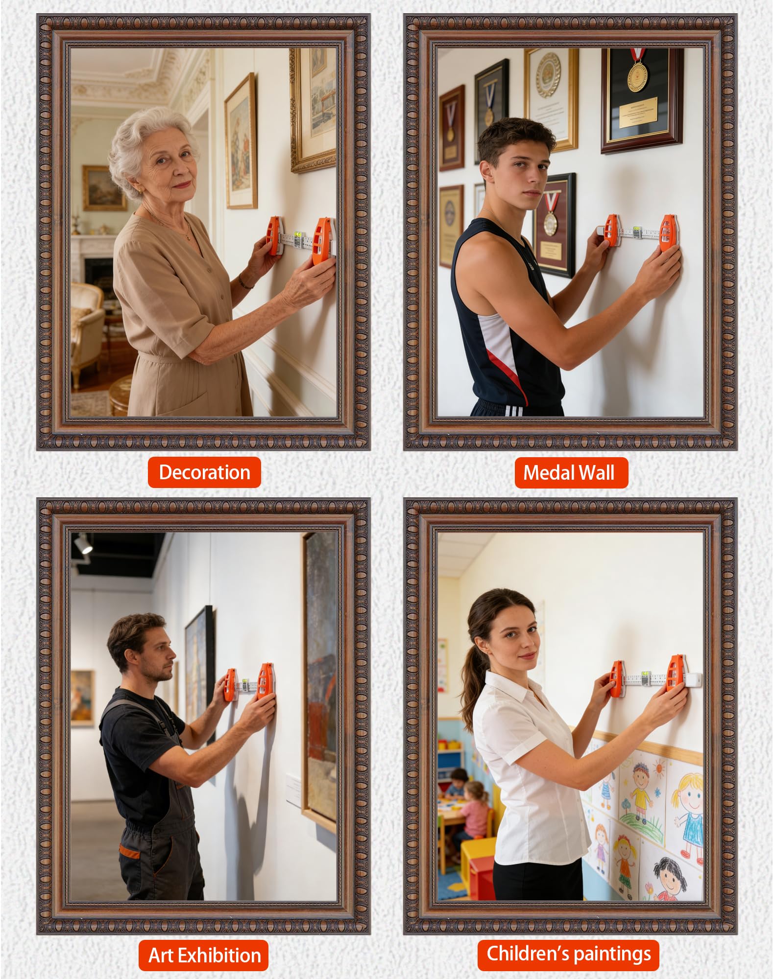 Home decor, medals, gallery, and paintings arrangement