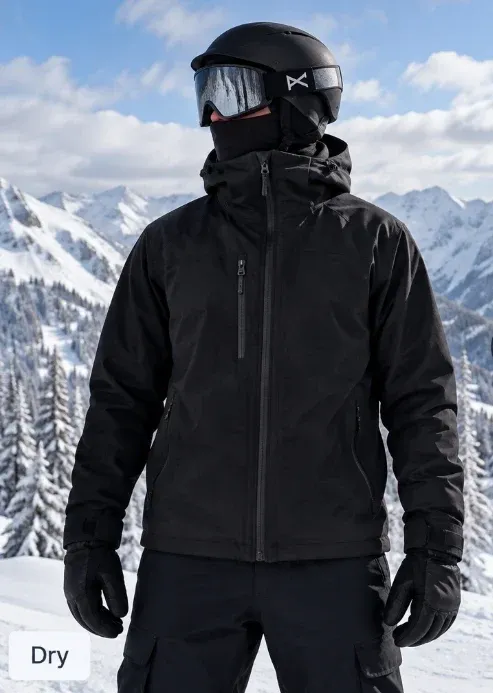 Jacke im trockenen schwarzen Zustand