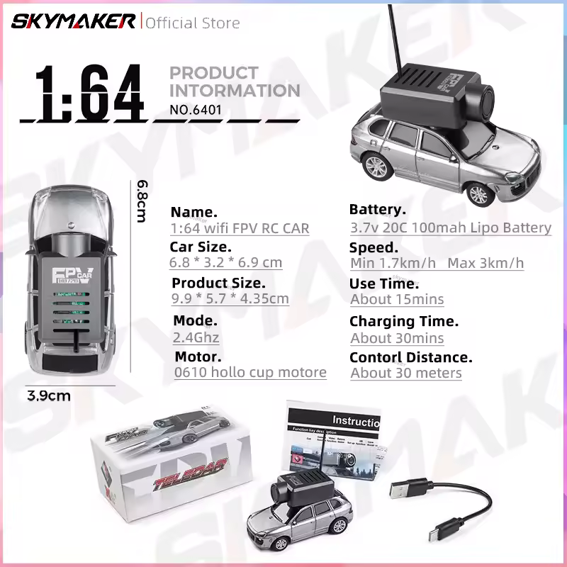 🚗APP-Controlled Fully Proportional FPV Mini RC Car with 3-Speed Modes