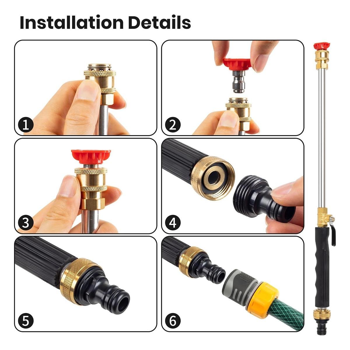 【FaddishDeal】Jet Nozzle Power Washer for Garden Hose, Includes 2 High-Pressure Nozzles and Quick Connectors | Hydro Jet High Pressure Washer Tools.