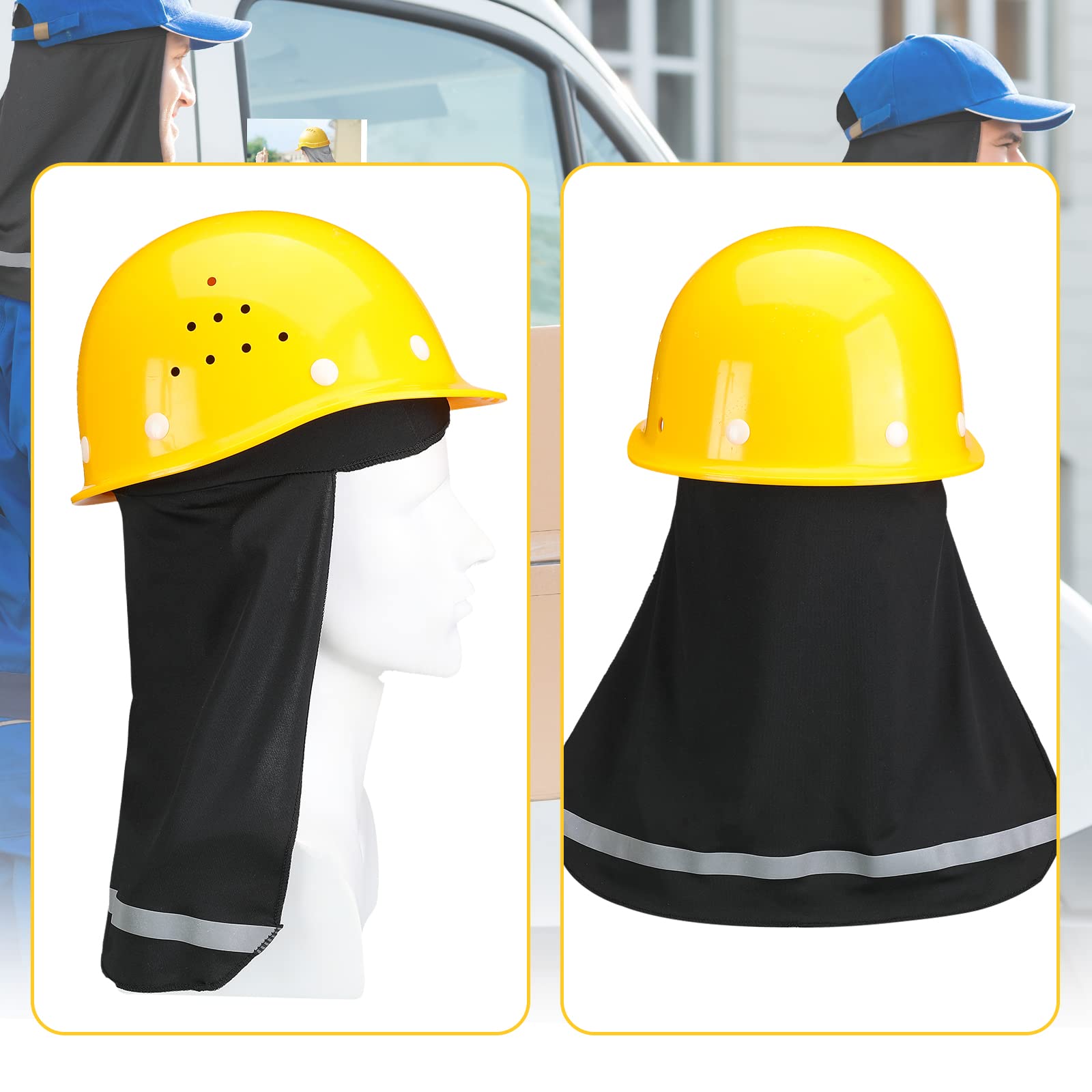 Sun Shade Skull Cap Wearing Under Construction Safety Yellow Hard Hat Sun Shade Skull Cap Wearing Under Construction Safety Yellow Hard Hat