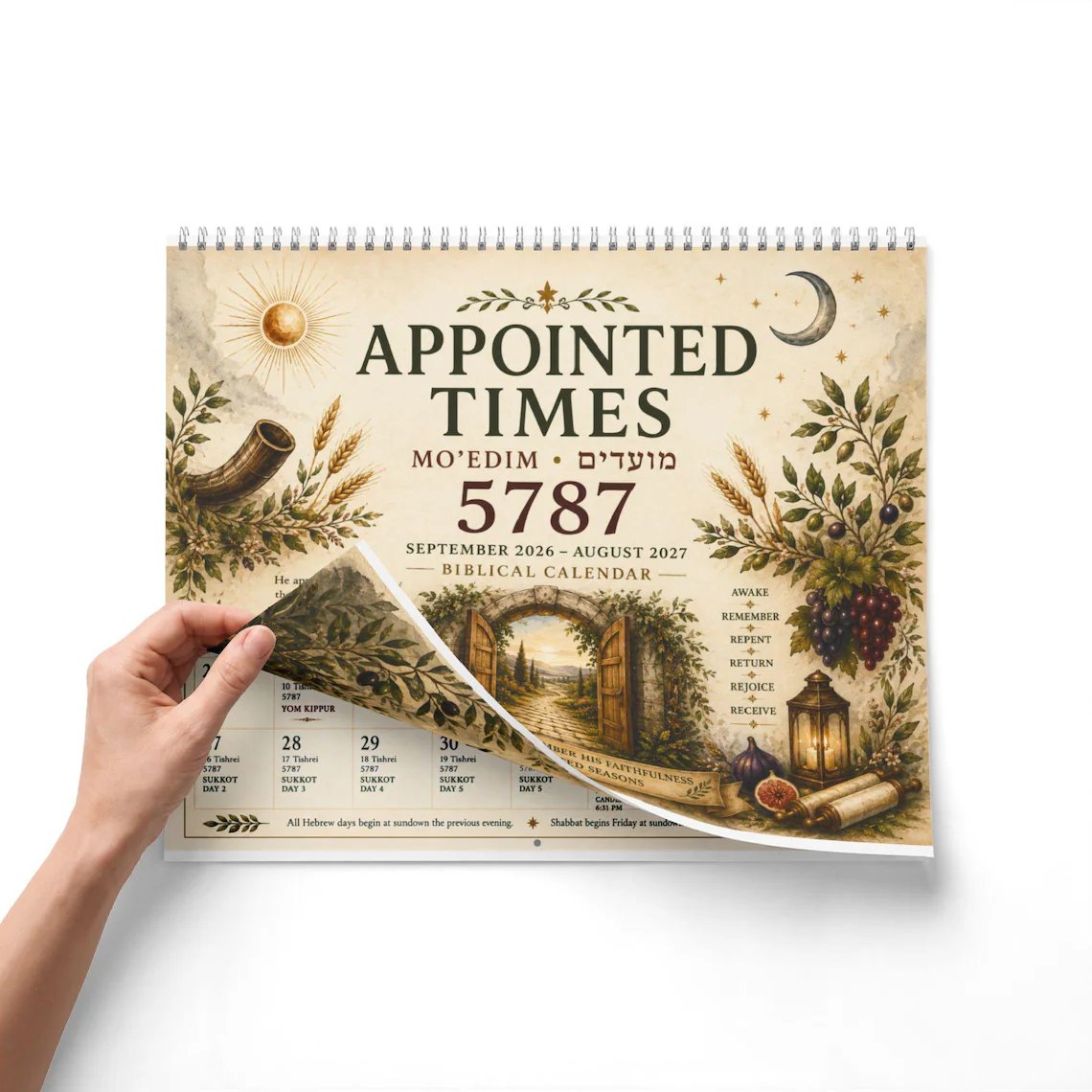 Biblical Hebrew Calendar 5787 | Messianic Calendar 2026–2027 | Shabbat, Mo'edim & Appointed Times | Hebrew Roots Wall Calendar image 7