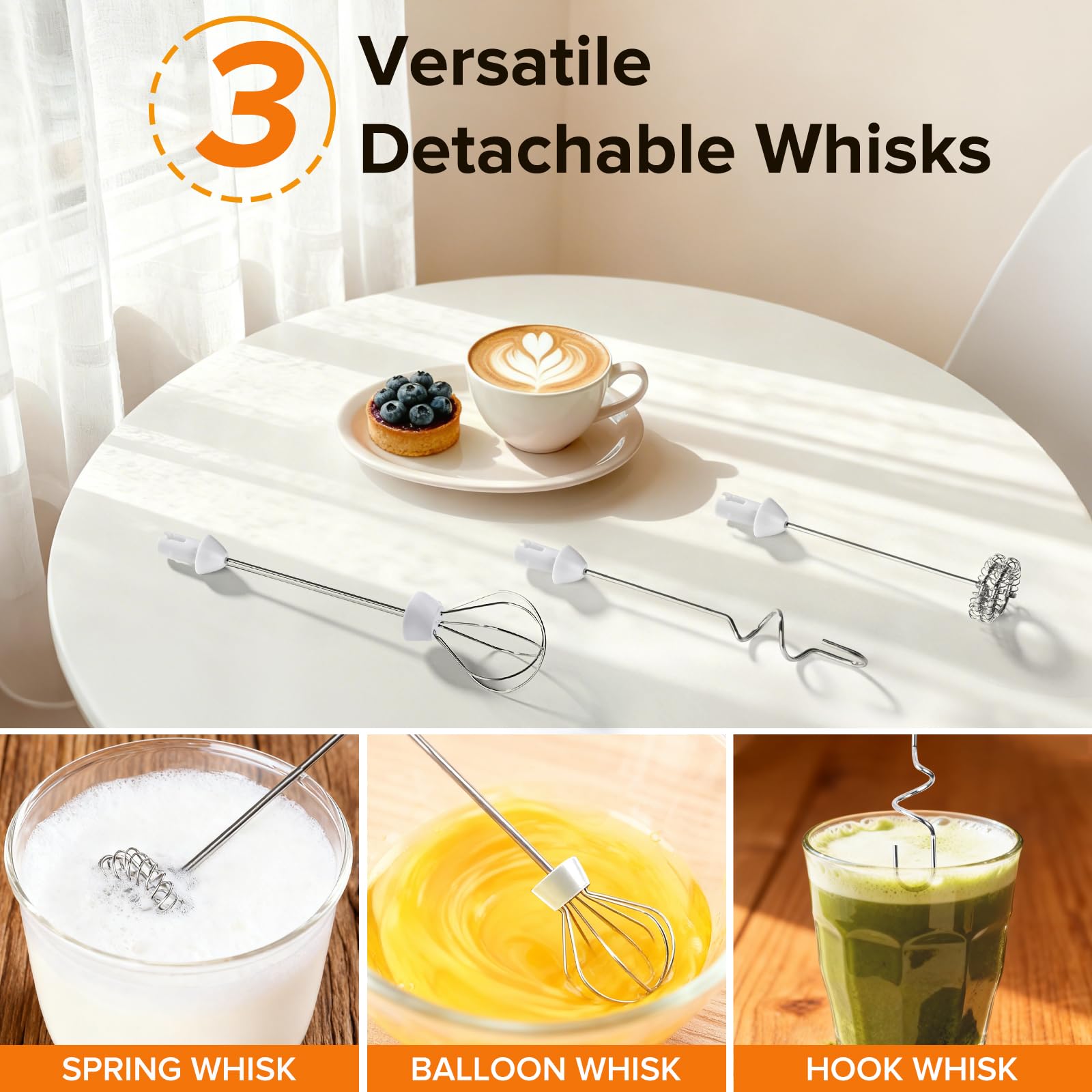 3 Versatile Detachable Whisk Heads