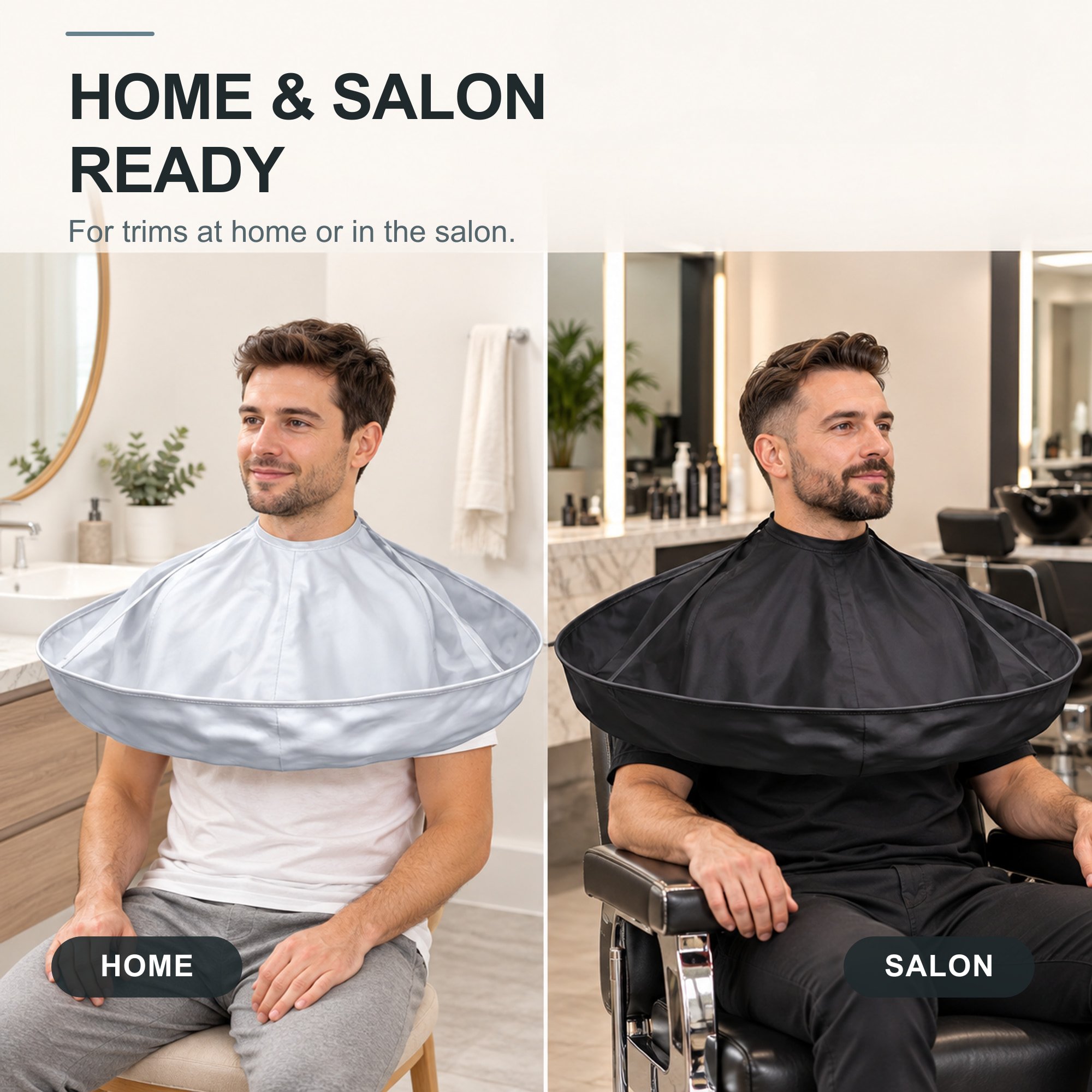 Hair catcher cutting cape used for haircuts at home and in a salon