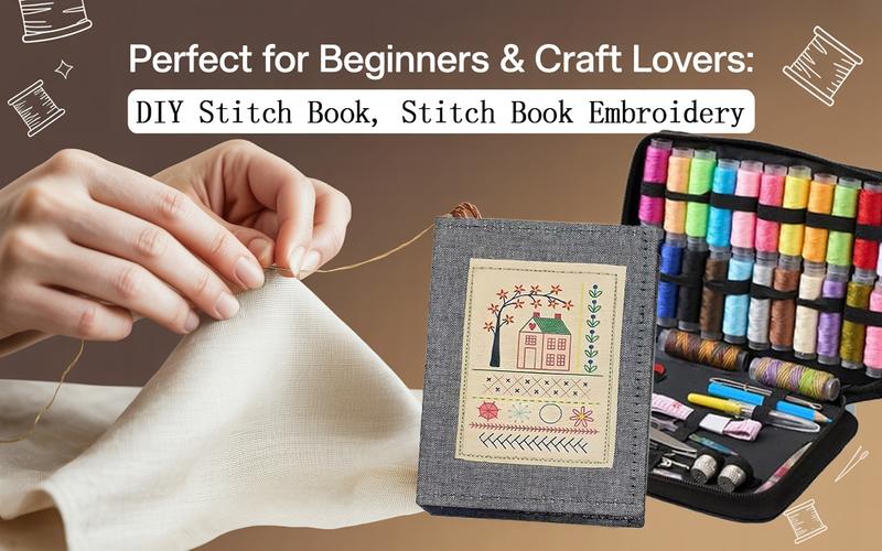 Portable All-Scenario Embroidery Stitch Book + Professional Sewing Kit | Includes 18-Colored Threads, Scissors, Seam Ripper, Measuring Tape, Needles & More Sewing Essentials ā 86PCS Complete Set for Beginners & Enthusiasts, Portable & Travel-Friendly