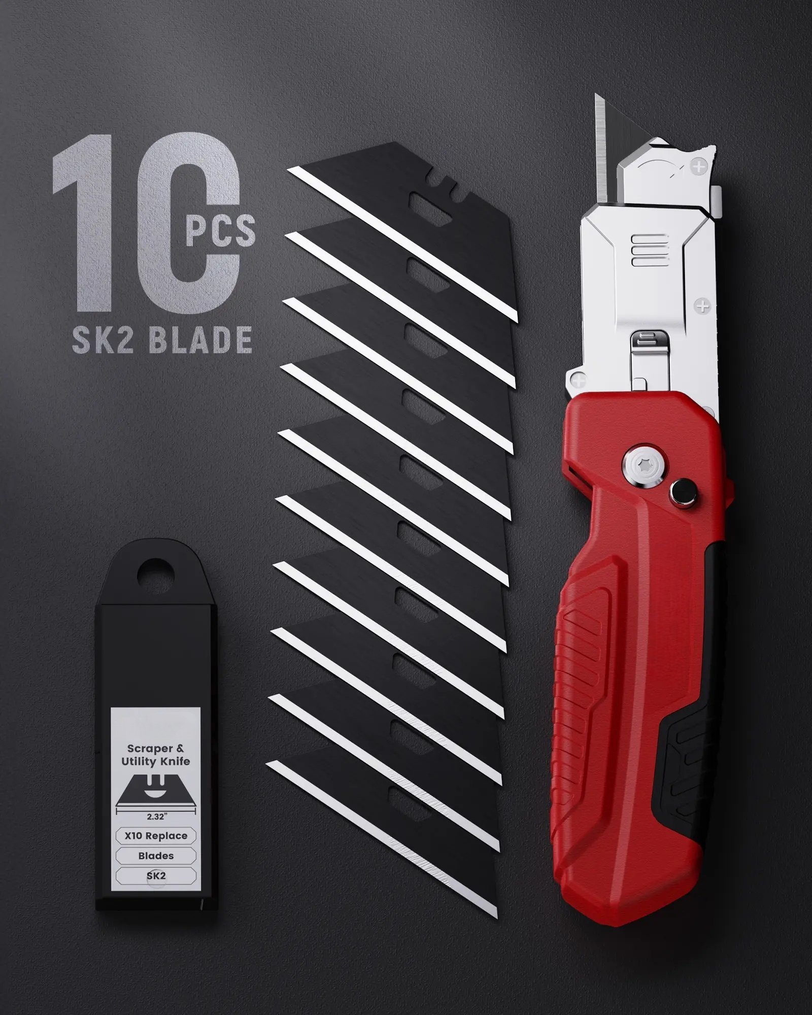 10 pieces SK2 replacement blades with storage case