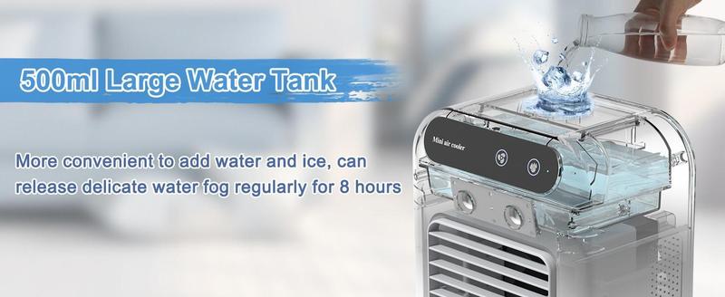 Product Introduction of Portable Air Conditioner 3-in-1 Fan with 2 Mist Speeds – Personal Evaporative Cooler for Bedroom, Office & Camping, 1800mAh Battery & 500ml Tank 7 Product Introduction of Portable Air Conditioner 3-in-1 Fan with 2 Mist Speeds – Personal Evaporative Cooler for Bedroom, Office & Camping, 1800mAh Battery & 500ml Tank 7