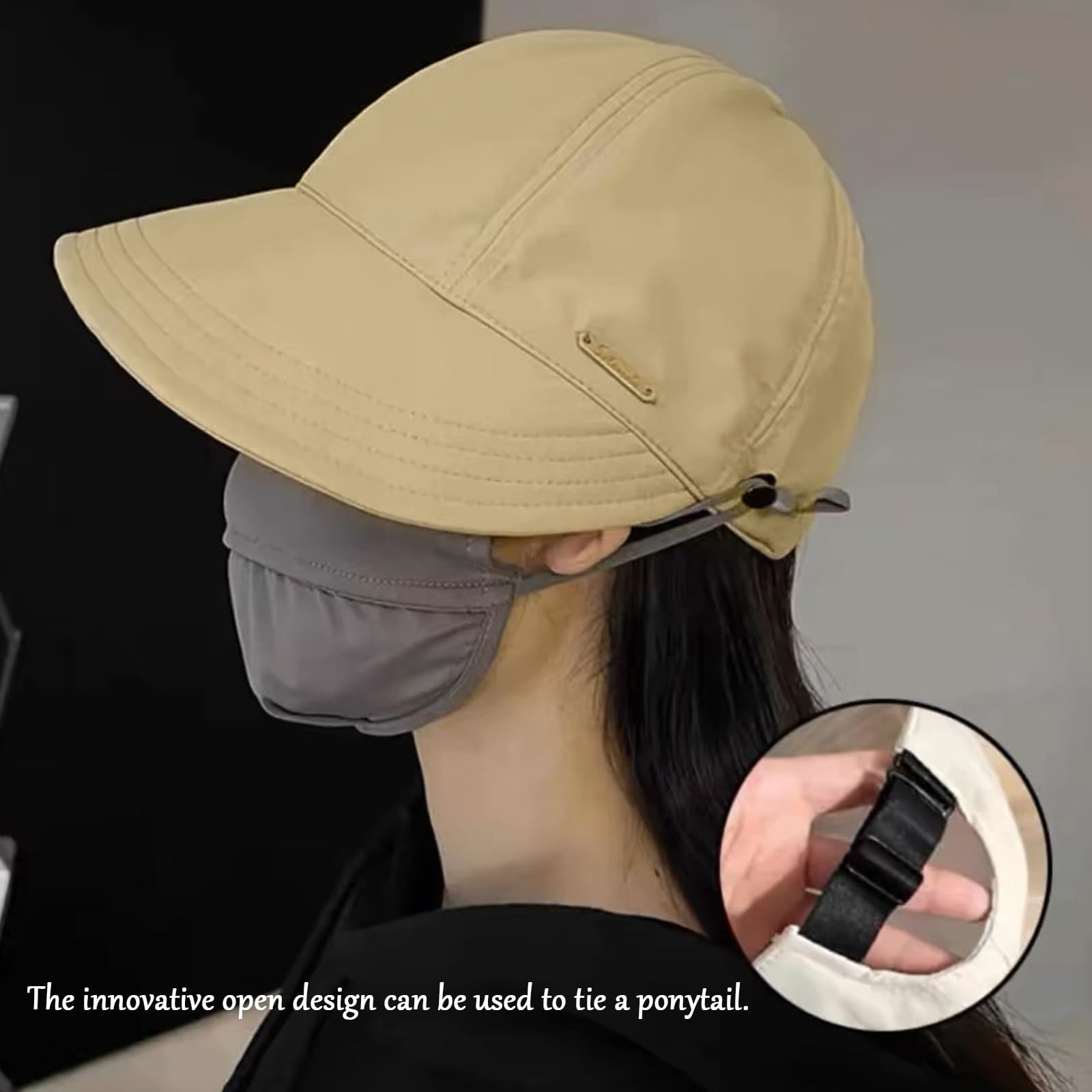 Innovative open back design for ponytail accommodation