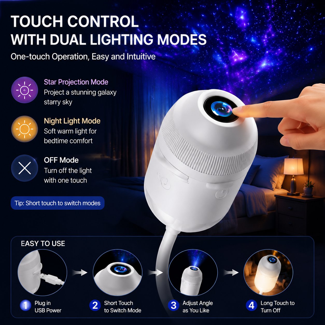 Touch Control and Dual Lighting Modes Instructions