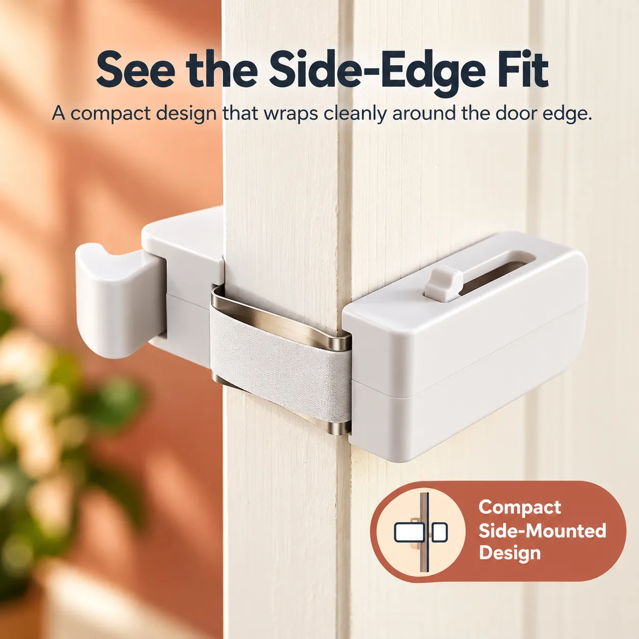 Door latch positioned against an interior door edge