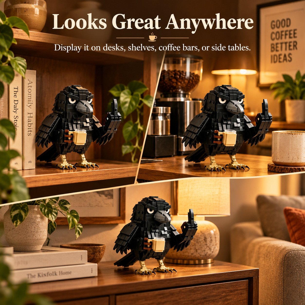 Coffee crow building block set on desk