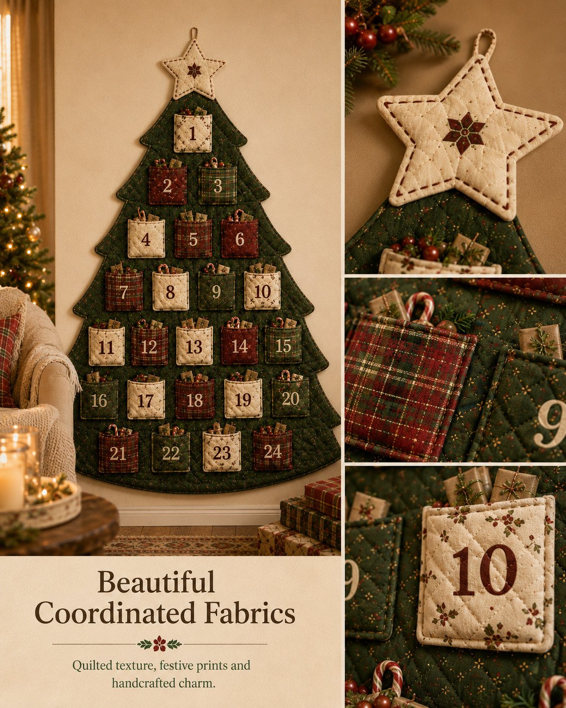 Available Christmas advent tree fabric styles