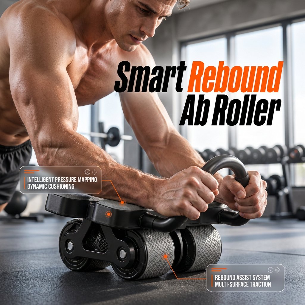 Smart 4-wheel automatic rebound ab roller