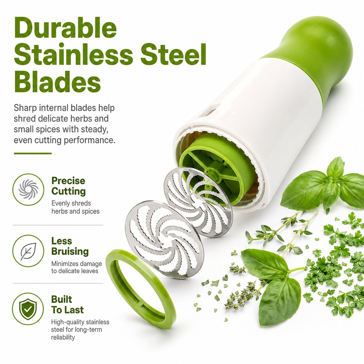 Manual grinding and shredding control for herbs and spices