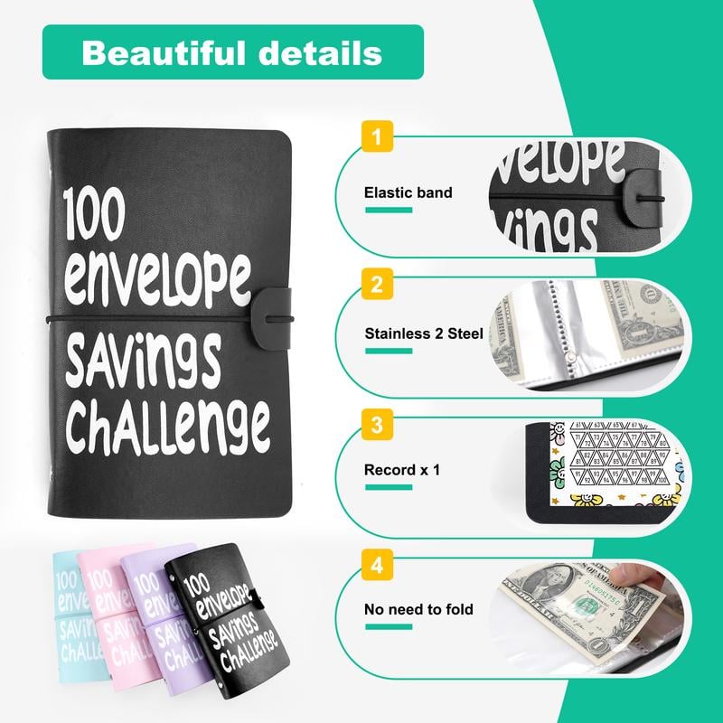 100 Days Money Saving Challenge Coin Envelope BudgetStorage Book - Binding Covers With Daily Savings Tracker,Habit-Forming System, And Cash Savings Goal Of $5050Develop A Consistent Savings Habit