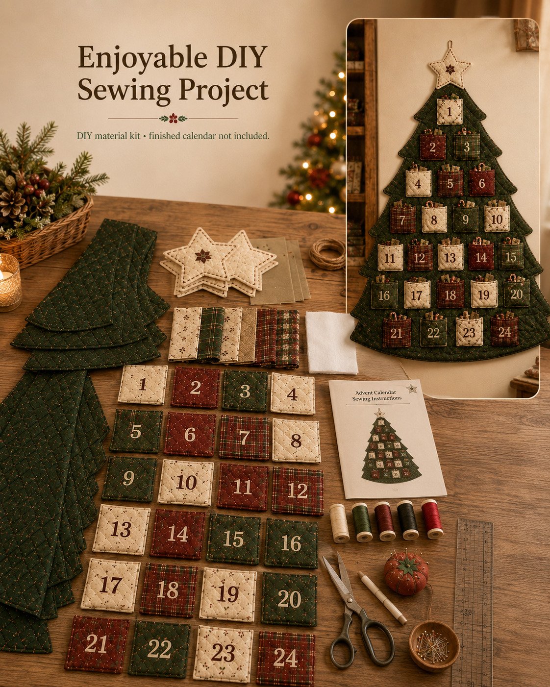 DIY sewing process for advent tree